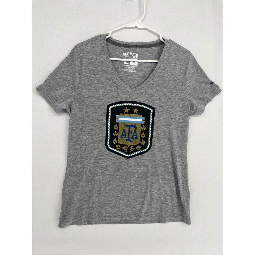 Adidas Argentina AFA Ultimate Tee V-Neck Soccer Shirt Heather Gray Large L